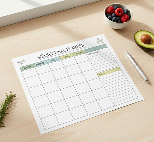 Meal Planner & Diet Tracker Printable | Weekly Meal Plan, Grocery List & Nutrition Tracker