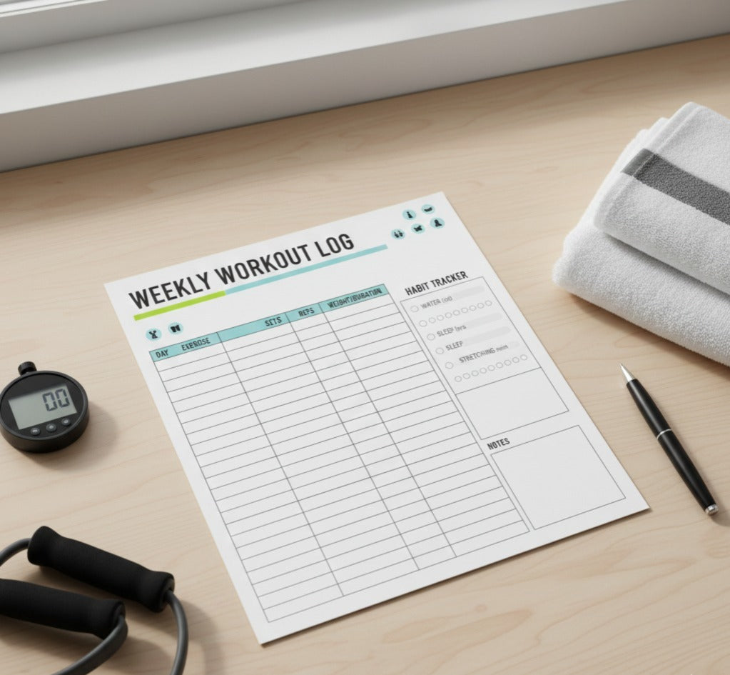 Fitness & Workout Planner Printable | Gym Log, Habit Tracker & Health Planner PDF